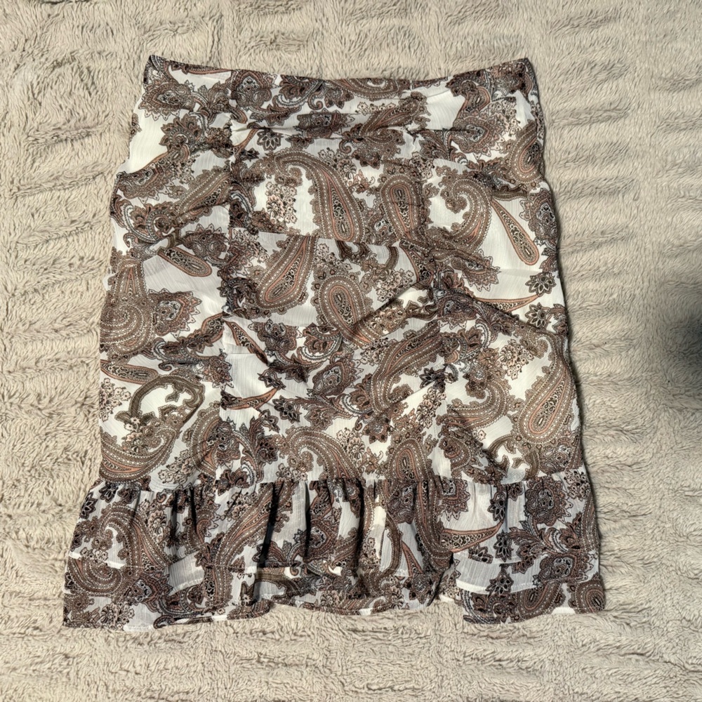 Express Brown and Cream Paisley Skirt
